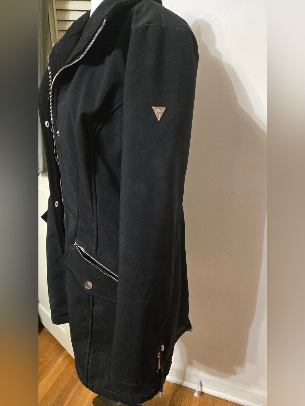 Guess Womens Black Full Zip Lace Jacket